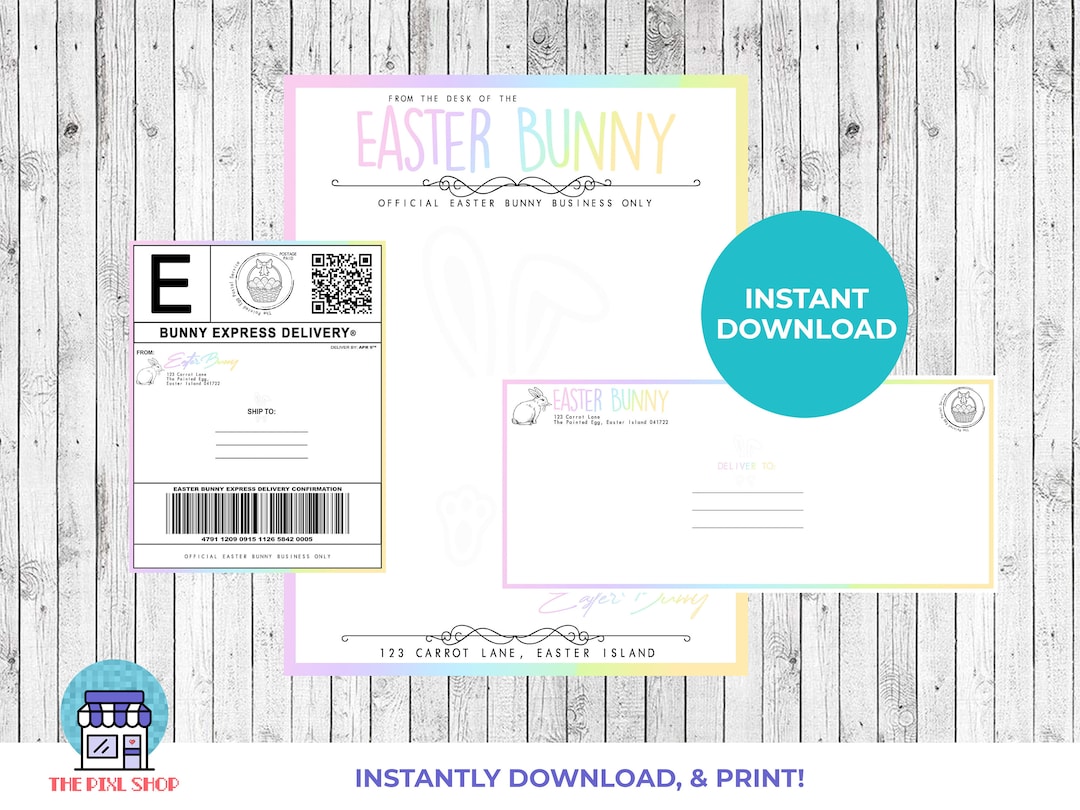 Easter Bunny Letter Envelope Bundle Pack | Easter Shipping Label ...