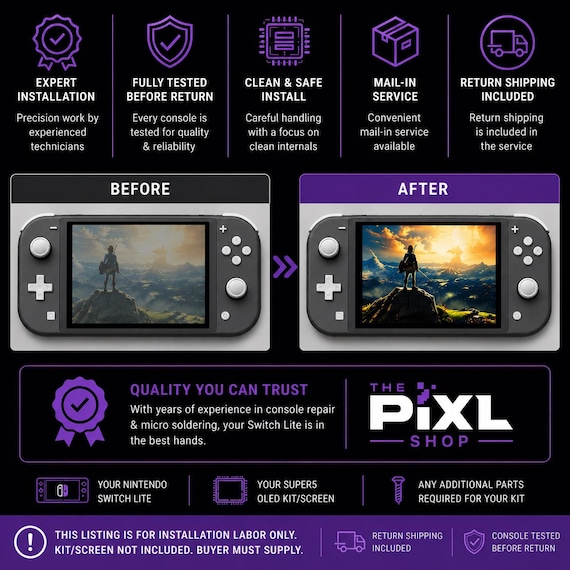 Switch Lite SUPER5 OLED Screen Installation Service | Professional