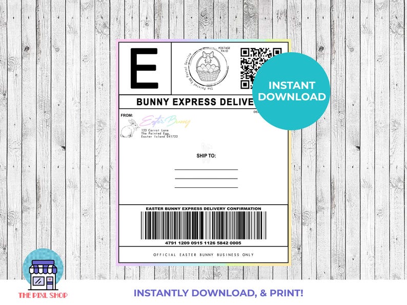 Easter Shipping Label | Easter Bunny Express Delivery | Printable ...