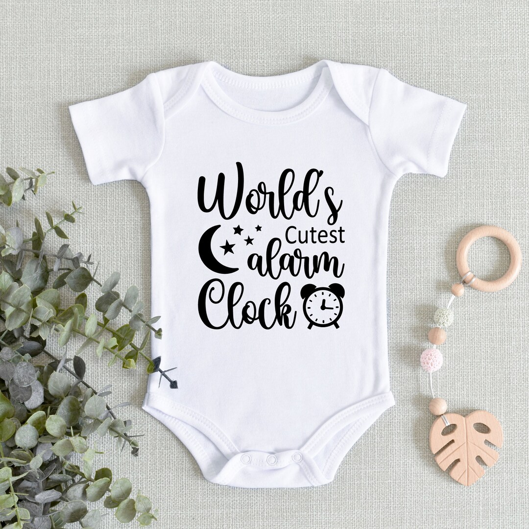World's Cutest Alarm Clock Onesie Baby Onesie Baby Etsy