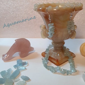 Handmade Aquamarine Dangle Earrings or Stretch Bracelet