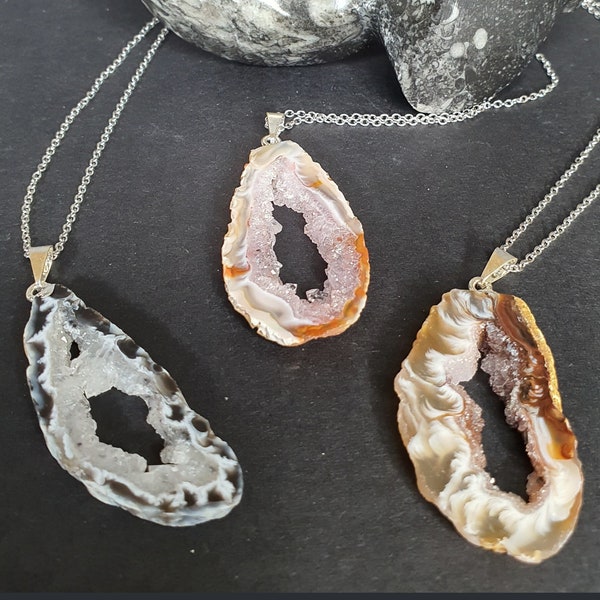 Oco Geode Slice Necklaces with Gorgeous Druzy