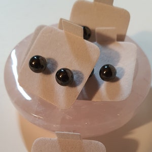Genuine Hematite Ball Stud Earrings, 6mm
