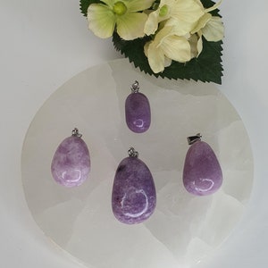 Lepidolite Tumble Necklace, Purple Lepidolite Necklace, Natural Lepidolite Necklace, Purple Mica Pendant, Choose Your Own