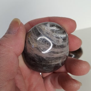 Flashy Black Moonstone Palm Stone, Black Moonstone Pocket Stone, Polished Moonstone Palm, ~2&quot;, Choose Your Own
