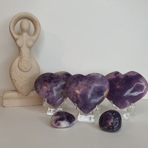 Purple Lepidolite Crystal Heart, Lepidolite Puffy Heart, Natural Lepidolite Heart, Lepidolite with Mica Heart, Choose Your Own, ~2.06-2.32&quot;