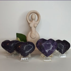 Lepidolite Puffy Heart, Natural Lepidolite Heart, Purple Lepidolite Crystal Heart, Lepidolite with Mica Heart, Choose Your Own, ~2.02&quot;-2.32&quot;