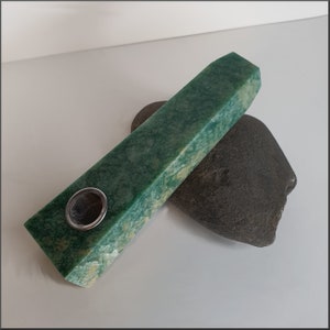 Green Aventurine Crystal Pipe, Natural Stone Pipe, Gemstone Pipe, Unique Crystal Pipe, Pouch Included
