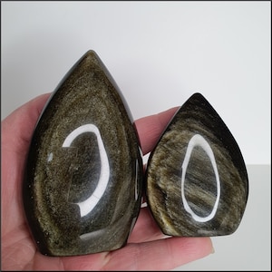 Gold Sheen Obsidian Freeform, Gold Sheen Obsidian Flame, Gold Sheen Obsidian Carving, Obsidian Freeform, 2.72&quot;-3.67&quot;, Choose Your Own