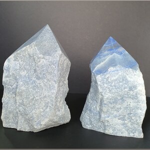 Blue Quartz Top Polished Points, Blue Quartz Cut Base, 4&quot;+, Choose Your Own