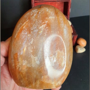 Peach Moonstone Freeform, Large Moonstone Freeform, Flashy Peach Moonstone Free form ~3.64&quot;  (C)