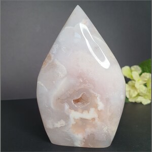 Large Pink Amethyst and Flower Agate Flame, Pink Amethyst and Flower Agate Free Form with Druzy, ~4.09&quot;  (E)
