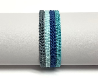 Ocean Color Waxed Cord Bracelet, Stackable Surfer Style, Adjustable