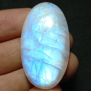 Blue Rainbow Moonstone Cabochon: Oval Loose Gemstone, 66 Carats