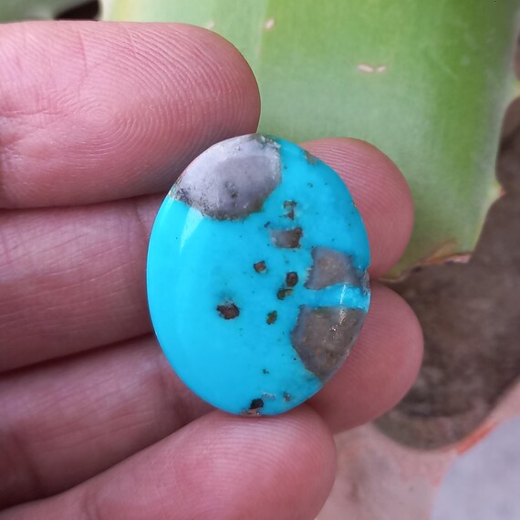 Cabochon Turquoise Naturelle 35x27mm – Poire Polie – Pierre Précieuse Vrac – Inde