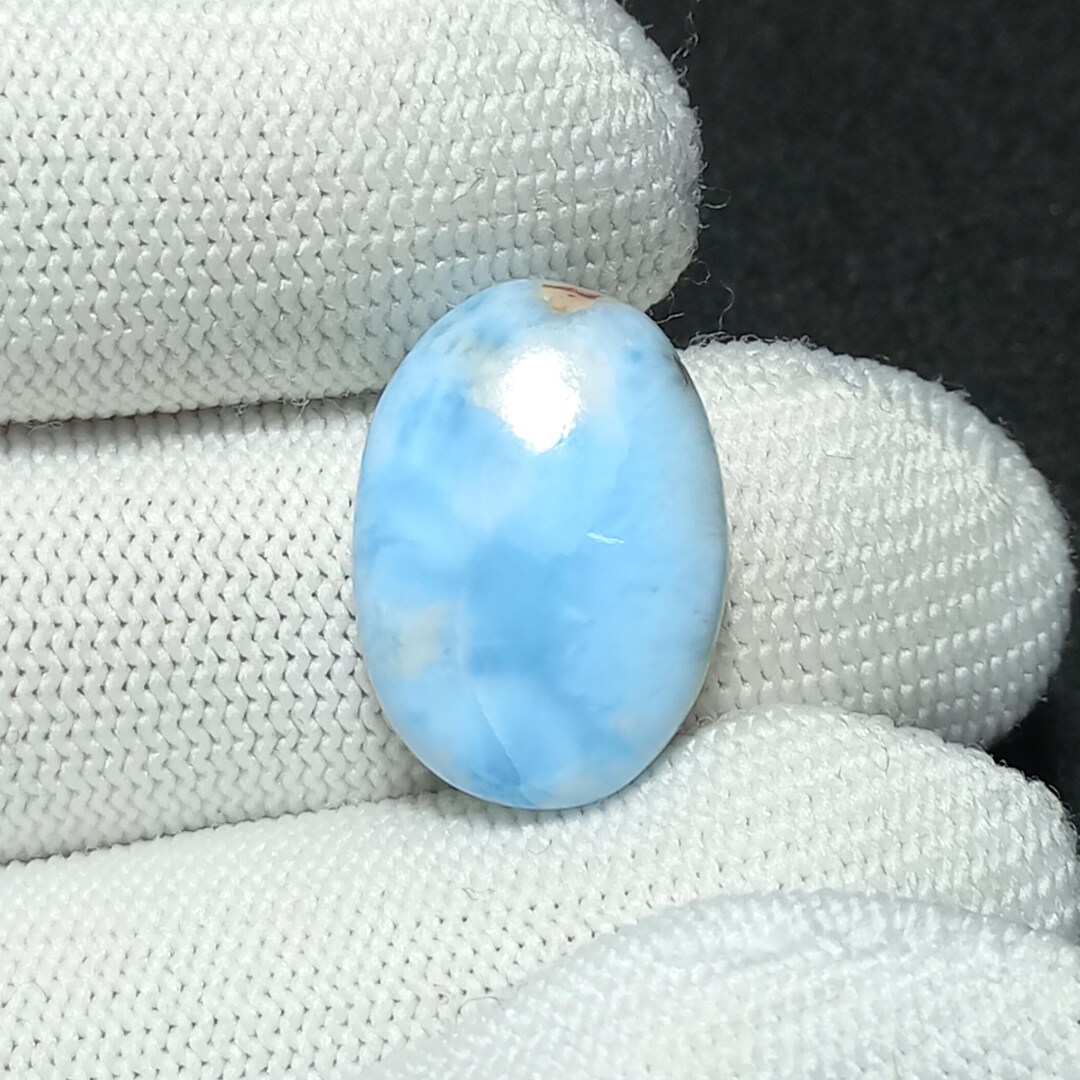 ABC Jewelry Mart - Cabujón de larimar azul cielo dominicano de 0.984 in, calibrado, piedra semipreciosa, corte a mano, Gema, Larimar