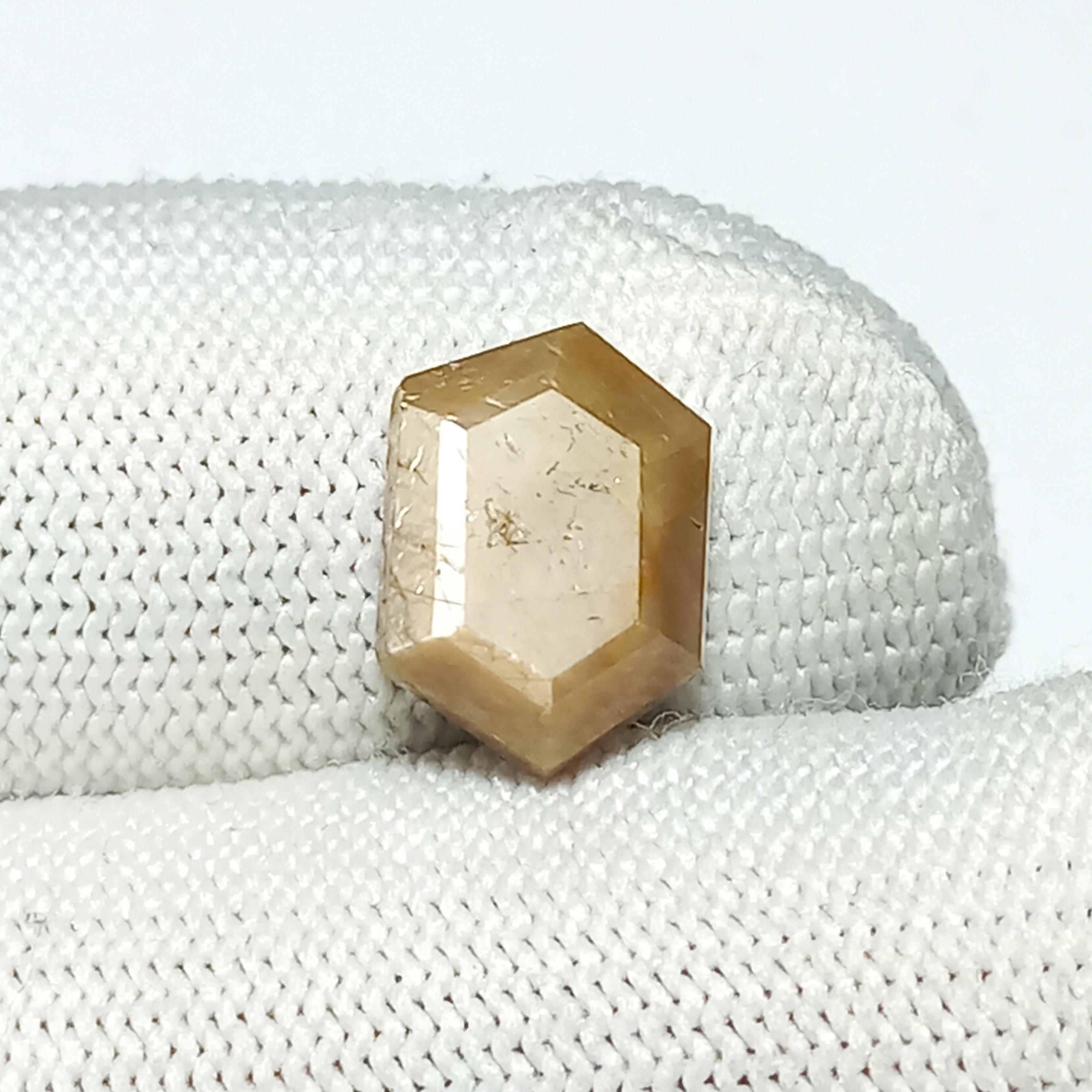 Golden Sapphire Gemstone Slice: Natural Hexagon Sheen Sapphire