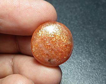 Confetti Sunshine Sunstone Cabochon: 17ct Round Shape African Gemstone (19x6mm)