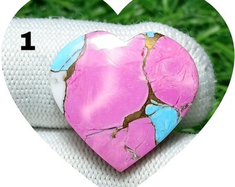 Cotton Candy Copper Turquoise Heart Cabochon pink Cabochon For Making Jewellery.