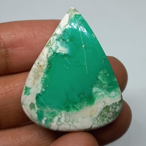 Australian Variscite Pear Cabochon: Green Gemstone for Jewelry Making (33x40x6mm, 54cts)