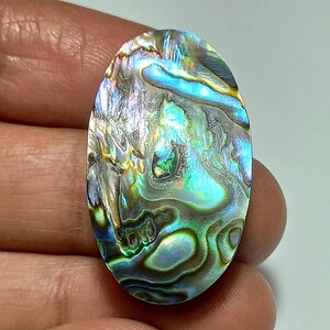 Cabochon di conchiglia di abalone, pietra preziosa di abalone, cabochon unico sciolto, dimensioni: 19×34×7 mm, peso: 37 ct, adatto per gioielli/...AB066924