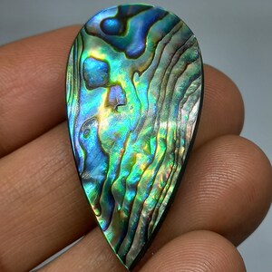 Cabochon di conchiglia di abalone, pietra preziosa di abalone, dimensioni: 20×40×7 mm, peso: 45 ct, cabochon unico di conchiglia di abalone sciolto per gioielli.AN066924