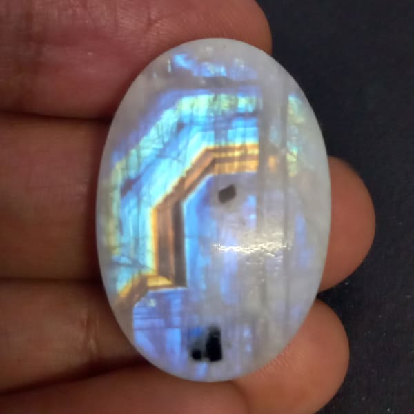 100% Natural Rainbow Moonstone Multi Cabochon,Size-22×32×6mm,Weight-40cts, Pendant Moonstone Gemstone, Blue& Multi Cabochon..#A922010