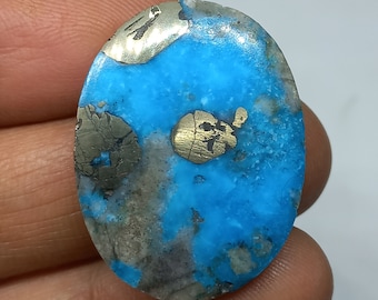 Natural Morenci Turquoise Cab With Pyrite Turquoise Flat back Cabochon Size-24×31×8mm,Weight-51cts Loose Gemstone  Ring and pendant#B921361