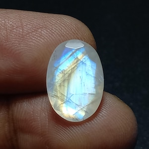 Natuurlijke blauwe maansteen edelsteen: 7,10 kt ovaal geslepen, handgemaakte edelsteen (11,40 x 16,40 mm)