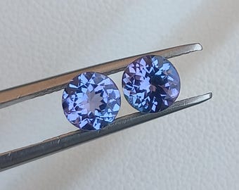 Tansanitpaar: 5,30 mm runde lose Edelsteine, Dezember Geburtsstein