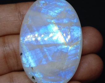 Large Moonstone Cabochone Blue Fire Moonstone,Size-31×47×8mm,Weight-108cts,Large Moonstone Pendant,Loose Gemstone Making For Jewelry#A921956