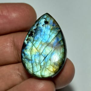 Natural Purple Labradorite Cabochon: Pear Shape, 32 ct Gemstone