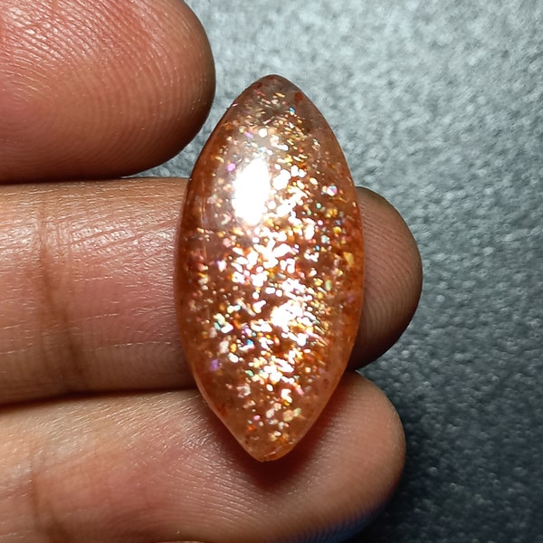 Natural Confetti Orange Sunstone Marquise Cabochon Unique Gemstone Loose Gemstone Ring For Pendant Size-13×27×5mm,Weight-14cts..#B921613