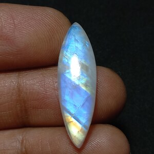 Blue Rainbow Moonstone Cabochon: Marquise Loose Gemstone, 14 Cts
