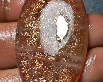 African Sunstone Confetti Orange Sunstone Size-27×45×6mm,Weight-67cts Unique Cabochon Loose Gemstone Making For Jewelry..#B921615