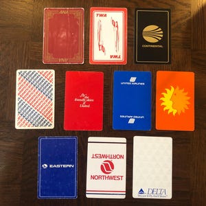 Lot de cartes individuelles vintage pour cartes à jouer des compagnies aériennes