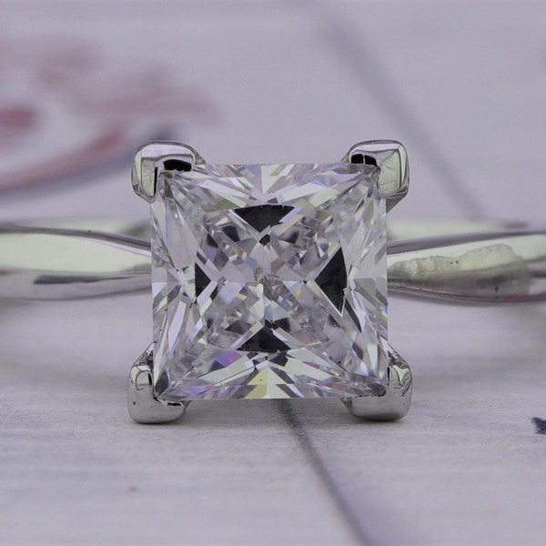 Princess Cut Solitaire Ring Etsy