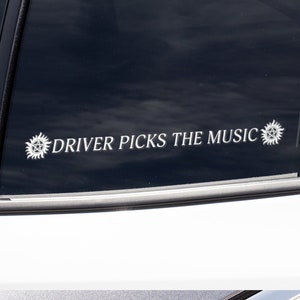 Driver Picks The Music, Shotgun Shuts His Cakehole Car Decals | Supernatural Truck Decals | The Winchesters | Anti-possession Symbol Decal