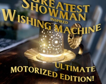 The Greatest Showman Motorized Wishing Machine | Movie Inspired Projection Lamp | Auto & Manual Spin | Bright Light For In Room Or On Stage!