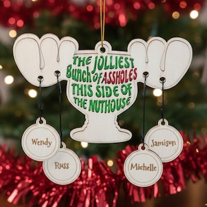 Personalized Christmas Vacation Ornament | Custom Family Name Ornament 1-10 Names | Wooden “Jolliest Bunch” Griswold Gift 2025