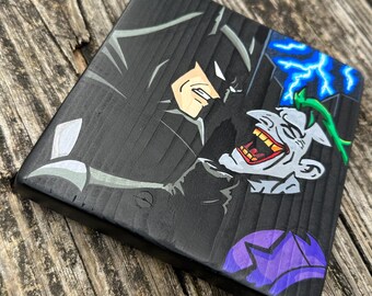 Batman The Animated Series Coaster | Batman and The Joker | Handmade & Hand Painted | Nerd Room Decor | Fan Art