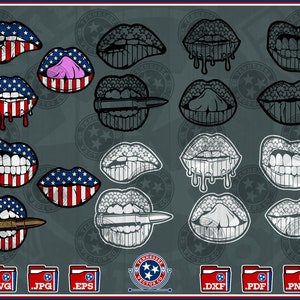 Sexy Lippen svg, Beißlippen, American Flag, Kiss svg, Red Lips, Dripping Lips, CNC, Cut File, Cricut, Silhouette, Brother, png, dxf, eps, svg