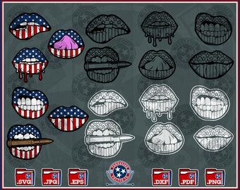 Sexy Lips svg, Biting Lips, American Flag, Kiss svg, Red Lips, Dripping Lips, CNC, Cut File, Cricut, Silhouette, Brother, png, dxf, eps, svg