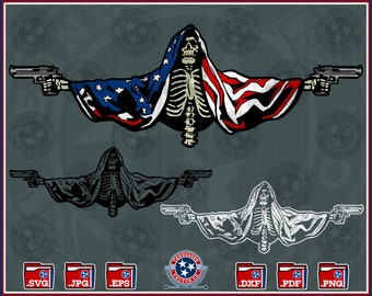 American Flag svg, Reaper, Skull, 2nd Amendment svg, Gun Rights, CNC Machine, Cut File, Silhouette, Cricut, Brother, png, dxf, eps, svg