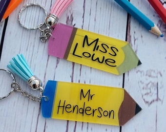 Personalised keyring, teacher keyring, teacher gift, teacher thank you gift, pencil keyring