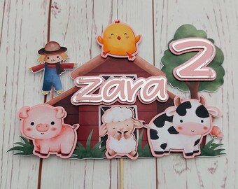 Farm animals cake topper, farm, farm yard, animals, cake topper, happy birthday, birthday cake topper, birthday party, personalised