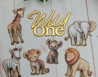 Wild one cake charms, safari animals cake charms, safari animals, safari, birthday cake topper, birthday party,