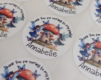 Fairy party stickers, Fairy thank you stickers, Fairy & Butterflies, sweet bag stickers, party bag stickers,personalised stickers