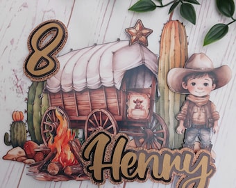 Cowboy cake topper, cowboy, cowboy party theme, wild west, Personalised cowboy cake topper, happy birthday, 3d cake topper,