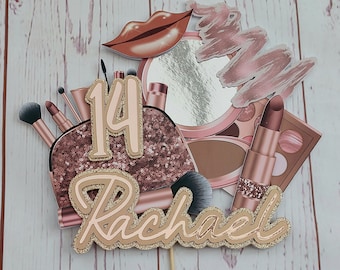 Cosmetics cake topper, makeup cake topper, beauty cake topper, pamper cake topper, glamorous, lipstick, 3d cake topper,
